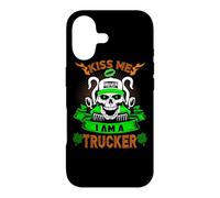 Carcasa para iPhone 17 Kiss Me I'm A Trucker Skull Lucky Shamrock St Patricks Day