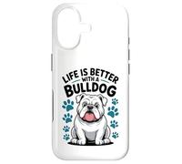 Carcasa para iPhone 17 La Vida es Mejor con un Bulldog, Perro matón Blanco