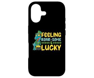 Carcasa para iPhone 17 Leprechaun Dino T-Rex En Suerte Sintiendo Rugido Y Suerte