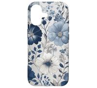 Carcasa para iPhone 17 Light Blue Flower Lover Cute Girly Navy Floral Nature