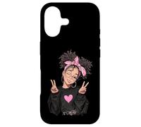 Carcasa para iPhone 17 Linda Chica Signo de Paz Pelo Rizado Divertido gráfico juguetón Trippy