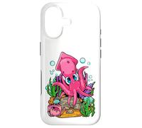 Carcasa para iPhone 17 Lindo Calamar de Dibujos Animados Kawaii Océano Animal Vida Marina Vida Marina