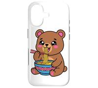 Carcasa para iPhone 17 Lindo Oso Ramen gráfico japonés Kawaii marrón Animal Arte