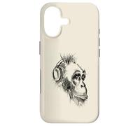 Carcasa para iPhone 17 Lindos Auriculares chimpancé Amante de la música lápiz Dibujo Arte