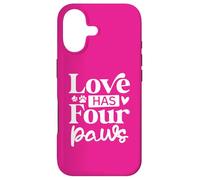 Carcasa para iPhone 17 Love Has Four Paws - Diseño tipográfico de Perro y Gato