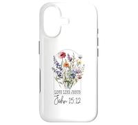 Carcasa para iPhone 17 Love Like Jesus Juan 15:12 Verso de la Biblia Flor Jesús