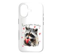 Carcasa para iPhone 17 Love You More Raccoon Holding a Heart Womens Cute Valentine