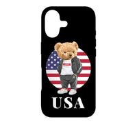 Carcasa para iPhone 17 Love Yourself, Cool Illustration Teddy Bear with USA Flag
