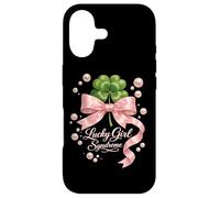 Carcasa para iPhone 17 Lucky Girl Síndrome Coquette Pink Bow Día de San Patricio