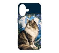 Carcasa para iPhone 17 Majestic Gato de Pelo Largo Art Nouveau Mountain