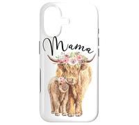 Carcasa para iPhone 17 Mama Highland Cow with Baby Calf Floral Mom Mother's Day
