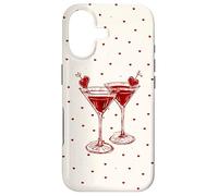 Carcasa para iPhone 17 Martini Glass Pink Olive Bartender and Hearts Cóctel Beige