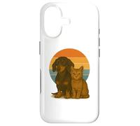 Carcasa para iPhone 17 Mejores Amigos de Dachshund Cat Retro Sunset Pet