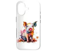 Carcasa para iPhone 17 Mens Womens Girls Colorful Paint Splash Cute Show Pig Lover