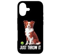 Carcasa para iPhone 17 Mens Womens Kids Cute Just Throw It Red Border Collie Lover