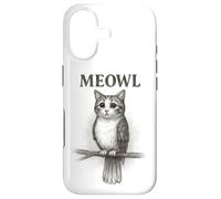 Carcasa para iPhone 17 Meowl Sketch - Meow Cat Owl Brainrot Meme para Adolescentes y niños