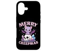 Carcasa para iPhone 17 Merry Creepmas Gato Pastel Gótico Navidad Calavera