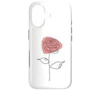 Carcasa para iPhone 17 Minimalist Floral Rose Flower Line Art in Pink and White