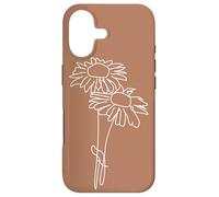 Carcasa para iPhone 17 Minimalistic Boho Daisy Flower Line Art Pastel Brown