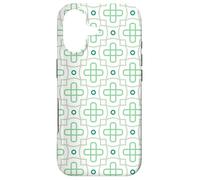 Carcasa para iPhone 17 Minty Green Crosses Circles Leaves Petals Geometric Pattern