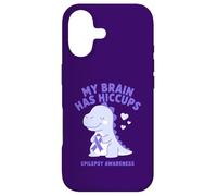 Carcasa para iPhone 17 My Brain Has Hiccup Epilepsy Awareness Dino Purple Ribbon