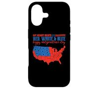 Carcasa para iPhone 17 My Heart Beats Red, White & Blue USA Map 4th of July