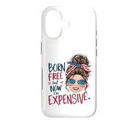 Carcasa para iPhone 17 Nacido Libre Pero Ahora Soy Caro Retro 4 de Julio Mujeres Chica