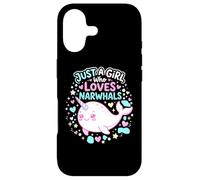 Carcasa para iPhone 17 Narwhal Marine Mammal Lover, Just A Girl Who Loves Narwhals