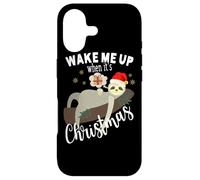 Carcasa para iPhone 17 Navidad Wake Me Up When It's Christmas Lindo Perezoso