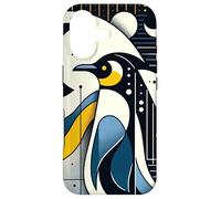 Carcasa para iPhone 17 Navy Blue Yellow Geometric Penguin Night Moon Phase Pattern
