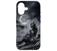 Carcasa para iPhone 17 Nekomata Yokai Gato Negro Luna Creciente Arte Sumi-e
