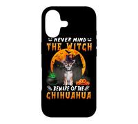 Carcasa para iPhone 17 Never Mind The Witch Beware of Chihuahua Dog Halloween