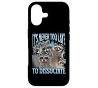 Carcasa para iPhone 17 Never Too Late Disociate Funny Raccoon Meme Bootleg Gráfico