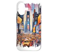 Carcasa para iPhone 17 New York Times Square Pintura Acuarela Arte Vintage Viajes