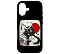 Carcasa para iPhone 17 Ninja Cat Reading Book Lover Japanese Sumi-e Art