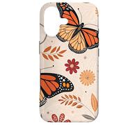 Carcasa para iPhone 17 Orange Monarch Butterfly Flowers Brown Fall Butterfly Floral