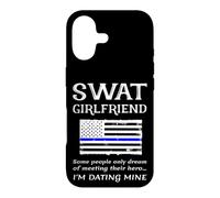 Carcasa para iPhone 17 Orgullosa SWAT Girlfriend Special Forces Bandera de EE. UU. Línea Azul Delgada