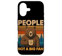 Carcasa para iPhone 17 Oso introvertido con café People Not A Big Fan Cita Broma