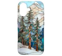 Carcasa para iPhone 17 Paisaje De Invierno Pinos Vidrieras Navidad Celestial