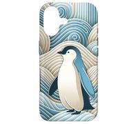 Carcasa para iPhone 17 Penguin Cream Blue Abstract Waves Antarctica Winter Pattern