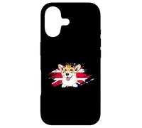 Carcasa para iPhone 17 Perro Corgi británico con Corona y Bandera del Reino Unido Londres Inglater