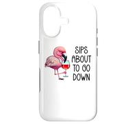 Carcasa para iPhone 17 Pink Flamingo Drinking Wine Tasting Sips About to Go Down
