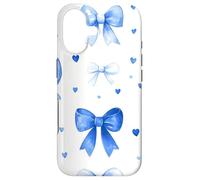 Carcasa para iPhone 17 Preppy Blue Bow Cute Aesthetic Coquette Bows Ribbon Hearts