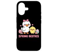 Carcasa para iPhone 17 Primavera Besties Kawaii Pato y Pollito Huevos de Pascua Lindo Dibujos Animados