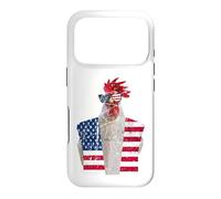 Carcasa para iPhone 17 Pro 4 de Julio patriótico Gallo Pollo Rojo Blanco Azul Bandera de Estados Unidos