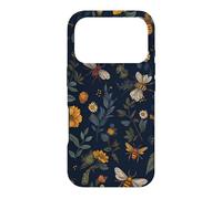 Carcasa para iPhone 17 Pro Abejas y Flores Silvestres en Azul Oscuro