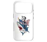 Carcasa para iPhone 17 Pro Abraham Lincoln Riding A Shark - Gráfico patriótico del 4 de Julio