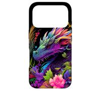 Carcasa para iPhone 17 Pro Acuarela Dragón Flores Hermoso Arte Colorido Gráfico