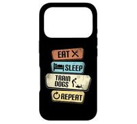Carcasa para iPhone 17 Pro Adiestrador de Perros Eat Sleep Train Repeat, Orgulloso y Divertido