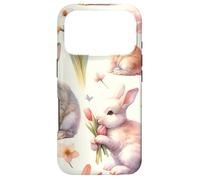 Carcasa para iPhone 17 Pro Aesthetic Spring Flower Patter Vintage Easter Bunny Rabbit